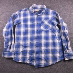 Magellan Outdoors Shirt Mens Small Blue Plaid Flannel Long Sleeve Button Front